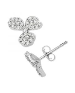 Diamond Clover Stud Earrings (1/2 ct. t.w.) in 14k White Gold, Created for Macy's