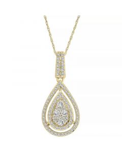 Diamond Teardrop Cluster 18" Pendant Necklace (1/2 ct. t.w.) in 10k White Gold or 10k Yellow Gold