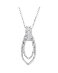 Diamond Drop 18" Pendant Necklace (1/2 ct. t.w.) in 14k White Gold, Created for Macy's