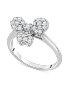 Diamond Cluster Clover Ring (1/2 ct. t.w.) in 14k White Gold, Created for Macy's