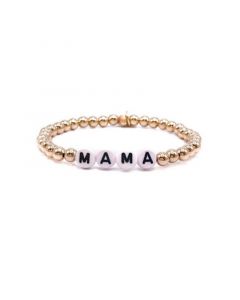 Non-Tarnishing Gold filled, 5mm Gold Ball "Mama" Stretch Bracelet