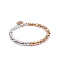 Non-Tarnishing Gold Filled, 5mm Gold Ball and Sterling Silver Bracelet