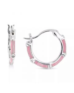 Cubic Zirconia & Enamel Small Hoop Earrings, 0.55"