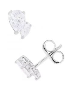 Cubic Zirconia Stud Earrings in Sterling Silver or 14k Gold over Sterling Silver