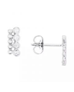 Cubic Zirconia Bar Stud Earrings in Sterling Silver or 14k Gold over Sterling Silver