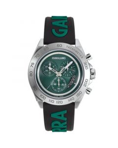 Men's Swiss Chronograph Urban Black & Green Silicone Strap Watch 43mm