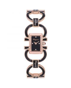 Salvatore Ferragmo Women's Double Gancini Mini Black & Rose Gold Ion-Plated Stainless Steel Bracelet Watch 14x21mm