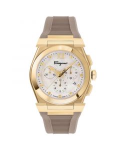 Women's Swiss Chronograph Vega Beige Silicone Strap Watch 40mm