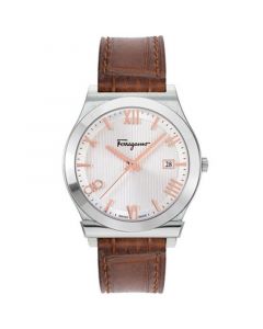 Men's Swiss Gancini Brown Leather Strap Watch 41mm