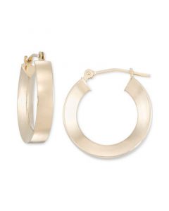 Polished Round Hoop Earrings in 14k Gold, 1/2"