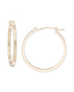 Polished Round Hoop Earrings in 14k Gold, 3/4"