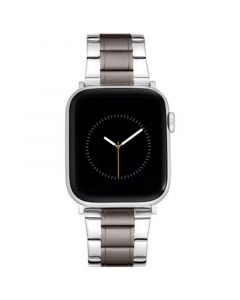 Men's Silver-Tone Polished and Black Brushed Stainless Steel Link Band with Lugs for 42mm, 44mm, 45mm, Ultra 49mm Apple Watch