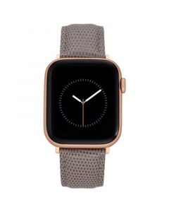 Taupe Genuine Leather Strap with Rose Gold-Tone Stainless Steel Lugs for 38mm, 40mm, 41mm Apple Watch