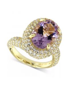 Pink Amethyst (5 ct. t.w.) & White Topaz (3-7/8 ct. t.w.) Swirl Ring in 14k Gold-Plated Sterling Silver (Also in Blue Topaz)