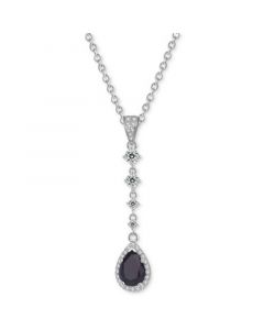 Sapphire (1-1/2 ct. t.w.) & White Topaz (3/8 ct. t.w.) Pear Drop Lariat Necklace in Sterling Silver, 16" + 2" extender