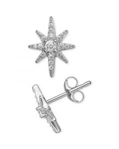 Cubic Zirconia Starburst Stud Earrings in Sterling Silver, Created for Macy's