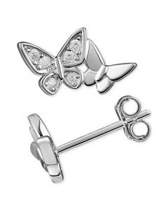 Cubic Zirconia Double Butterfly Stud Earrings in Sterling Silver, Created for Macy's