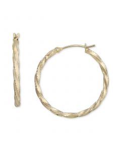 Twist Style Small Hoop Earrings in 10k Gold, 1"