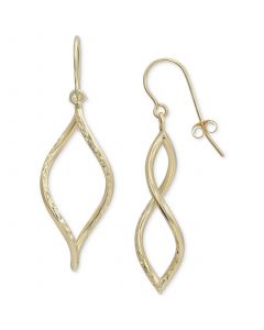 Textured Double Twist Drop Earrings in 10k Gold