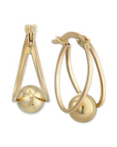 Polished Orb Split Oval Small Hoop Earrings in 10k Gold