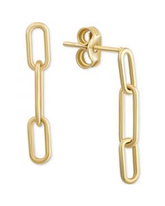 Oval Triple Link Chain Drop Earrings in 10k Gold