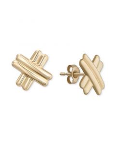 Double Row X Stud Earrings in 10k Gold