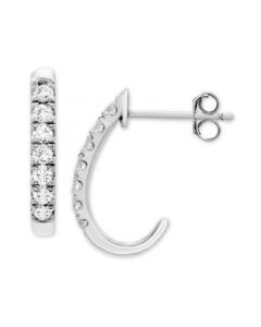 Diamond J-Hoop Earrings (1/2 ct. t.w.) in 10k Gold