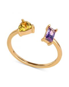 Cubic Zirconia Duo Shape Cuff Ring in 18k Gold-Plated Sterling Silver, Created for Macy's