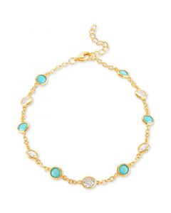 White & Blue Cubic Zirconia Link Bracelet in 18k Gold-Plated Sterling Silver, Created for Macy's