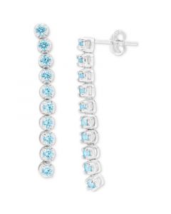 Lab-Created Aquamarine Linear Drop Earrings (1-1/5 ct. t.w.) in Sterling Silver