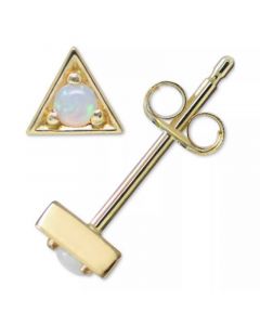 Emerald Triangle Stud Earrings in 14k Gold (Also in Turquoise, Australian Opal, & Sapphire)