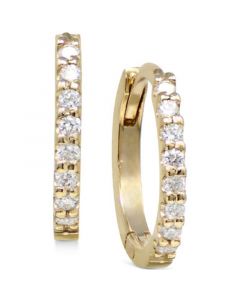 Diamond Pavé Extra Small Hoop Earrings (1/8 ct. t.w.) in 14k Gold, 0.47"