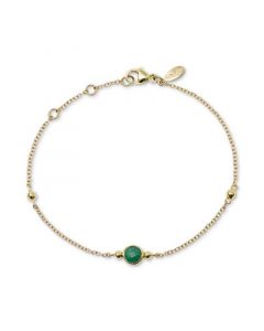 Emerald & Bead Chain Link Bracelet in 14k Gold