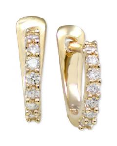 Diamond Huggie Extra Small Hoop Earrings (1/10 ct. t.w.) in 14k Gold, 0.37"