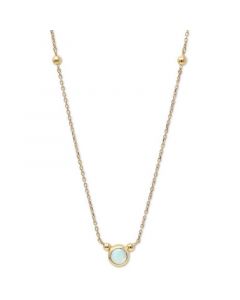 Australian Opal Bezel Solitaire Pendant Necklace in 14k Gold, 14" + 2" extender