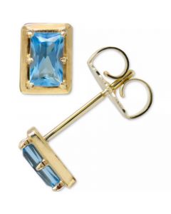 Blue Topaz Stud Earrings in 14k Gold (Also in White Topaz)