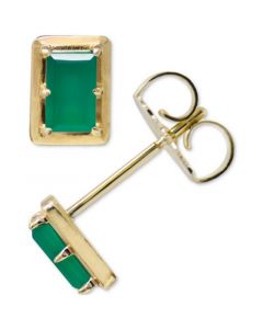 Green Onyx Stud Earrings in 14k Gold