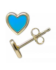 Jac+Jo Blue Enamel Heart Stud Earrings in 14k Gold