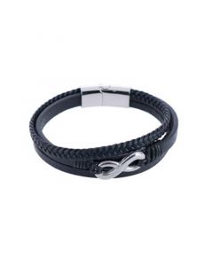 Infinity Triple Band Secure Clasp Leather Bracelet