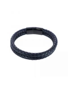 Simple Double Band Braided Secure Clasp Leather Bracelet