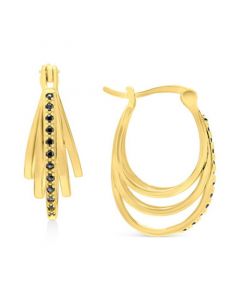 Black Spinel Multi-Hoop Earrings (1/5 ct. t.w.) in 14k Gold-Plated Sterling Silver