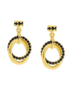 Black Spinel Interlocking Circle Drop Earrings (5/8 ct. t.w.) in 14k Gold-Plated Sterling Silver