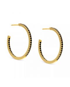 Black Spinel In & Out Medium Hoop Earrings (1-3/4 ct. t.w.) in 14k Gold-Plated Sterling Silver, 1.2" (Also in Lab-Created White Sapphire)