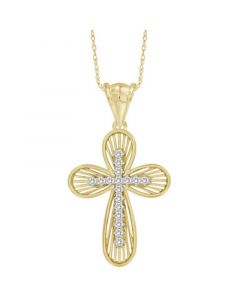 Diamond Cross Pendant Necklace (1/6 ct. t.w.) in 10k Gold