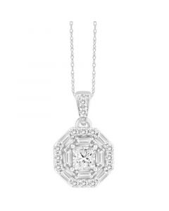 Diamond Multi-Cut Hexagon 18" Pendant Necklace (1/3 ct. t.w.) in 10k White Gold