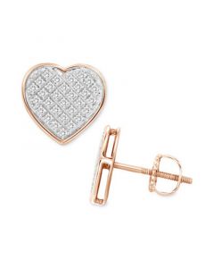 Diamond Heart Stud Earrings (1/4 ct. t.w.) in 10k Rose Gold