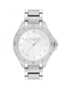 Women's Sports Luxe Guilloche Silver-Tone Stainless Steel Watch 36mm