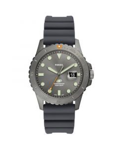 Men's Three-Hand Date Gray Silicone Strap Watch 42mm