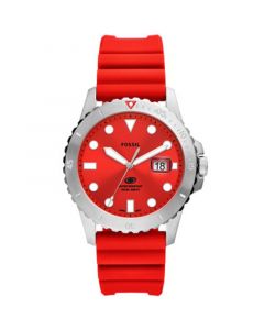 Men's Three-Hand Date Red Silicone Strap Watch 42mm