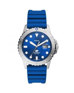 Men's Three-Hand Date Blue Silicone Strap Watch 42mm